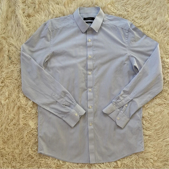 Paco Rabanne slim fit stripped button down shirt long sleeve size 16,5 or M/L - Picture 1 of 8